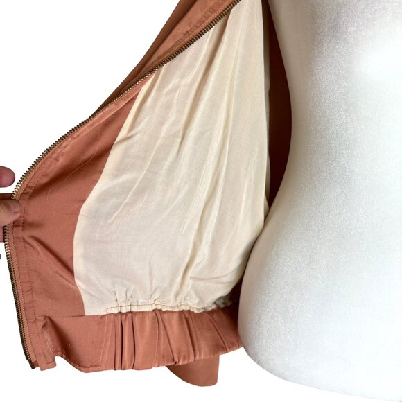 Silence + Noise Satin XLarge Zip Front Jacket Peach Anthropologie Pockets - Picture 9 of 11